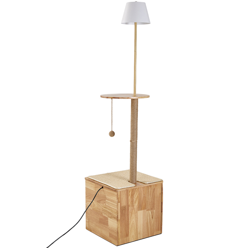 H&O Direct 164cm Natural Scratching Post Cat Tree with LED Floor Lamp Image 3
