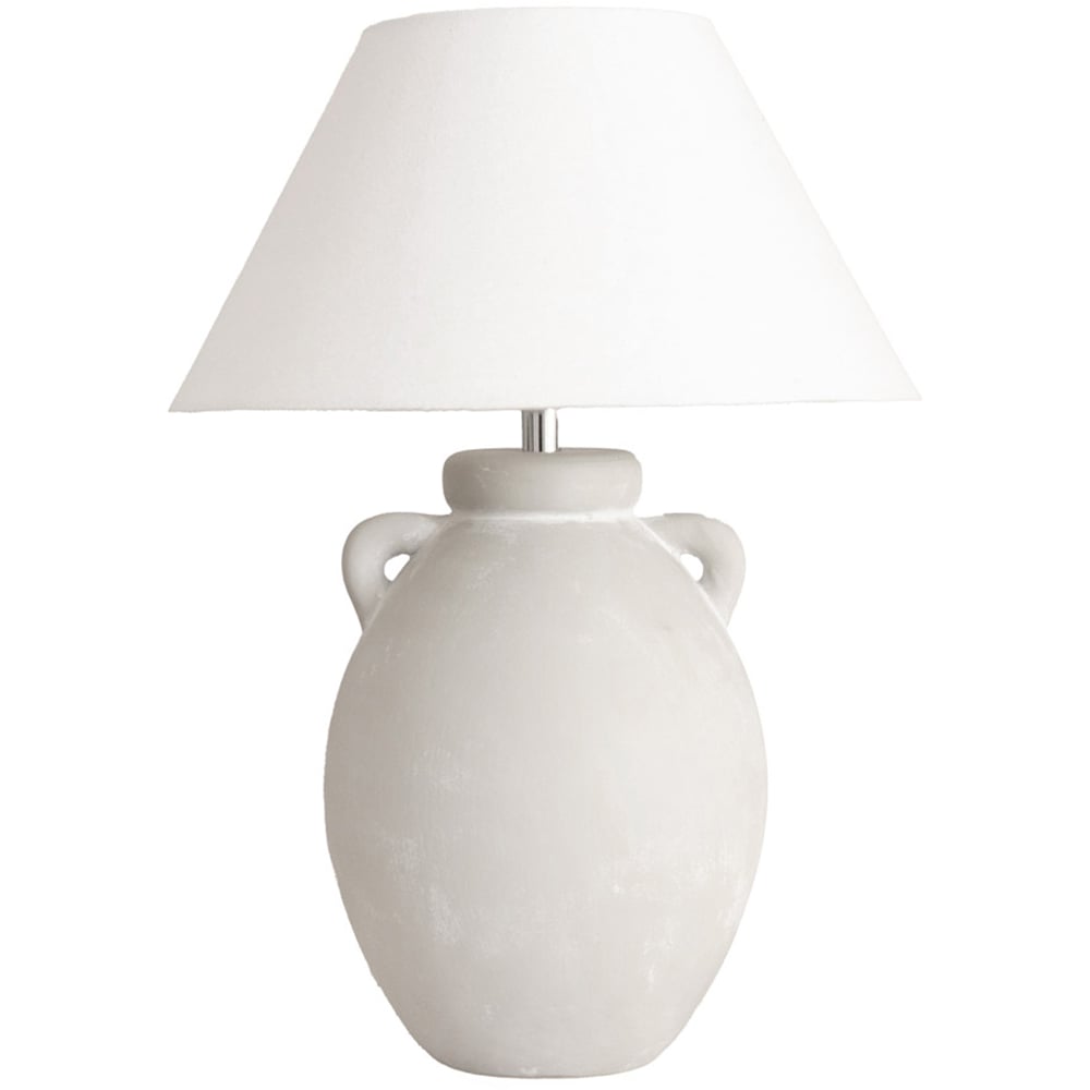 ValueLights Daphne Linen Tapered Lamp Shade Stoneware Ceramic Vase LED Table Lamp Image 1