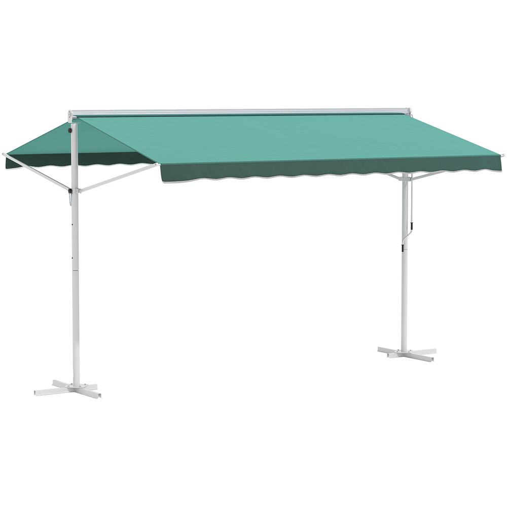 Outsunny Green and White Adjustable 2 Side Manual Awning 3m Image 2