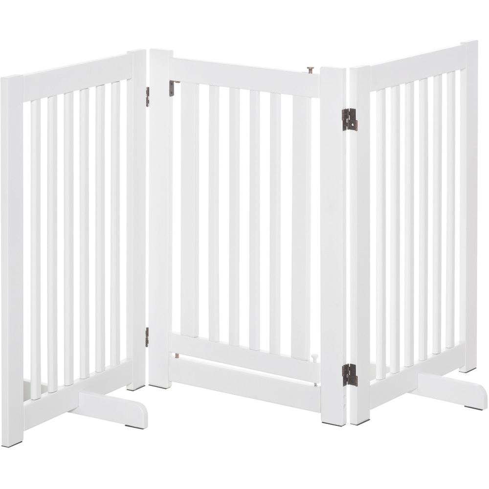 PawHut White 3 Panel 155cm Expandable Freestanding Pet Safety Gate Image 1