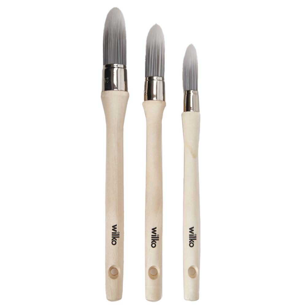 Wilko Best Round Sash Wooden Brushes 3 Pack Wilko