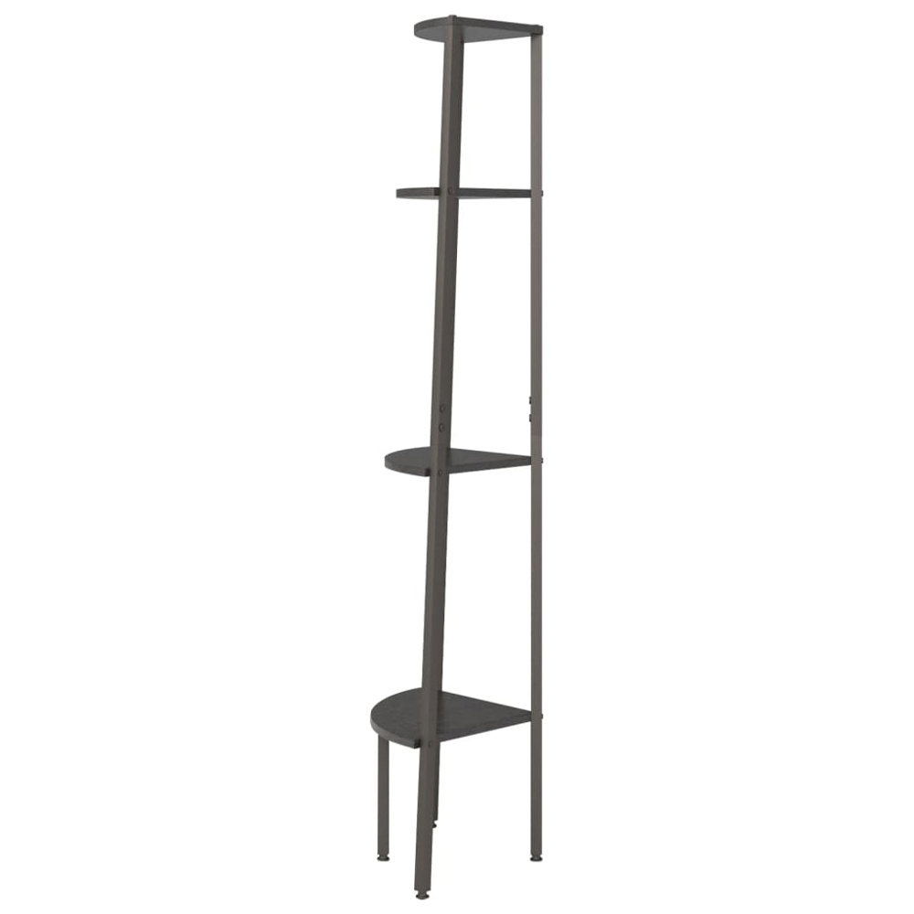 vidaXL 4 Shelf Black Wood and Steel Corner Bookcase Image 4
