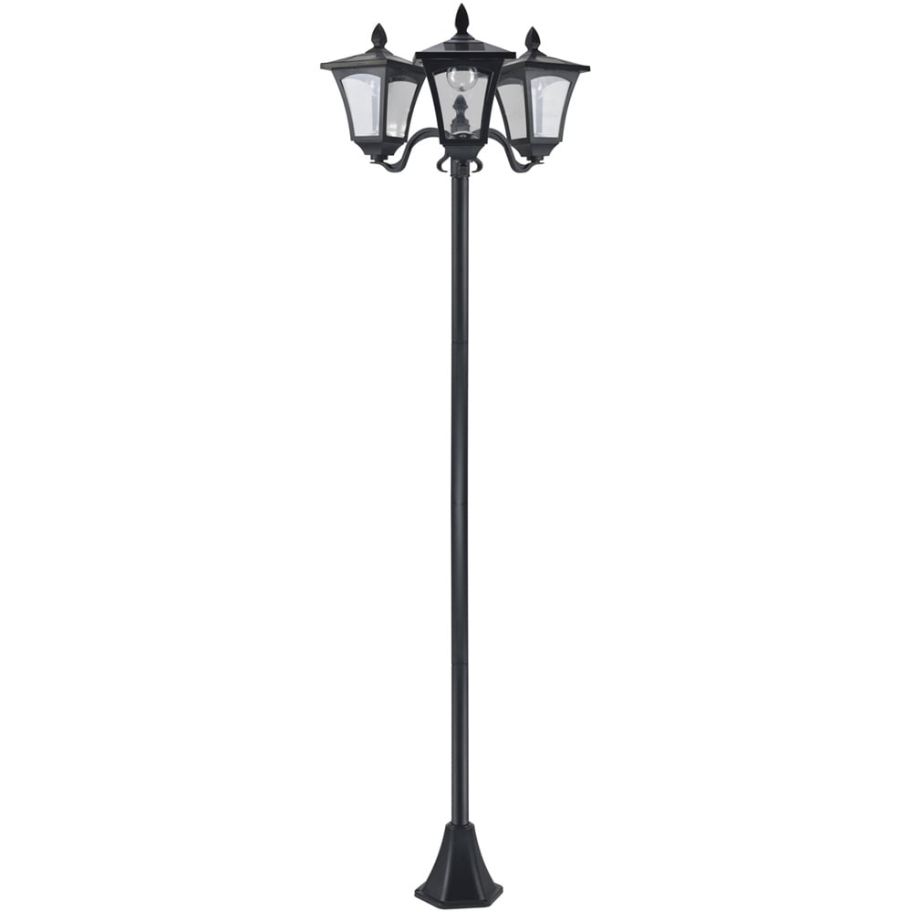 Outsunny Black Triple LED Solar Lamp Post Image 1