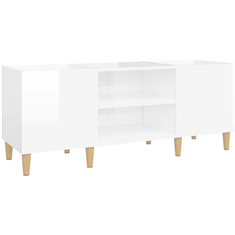 vidaXL 2 Shelf High Gloss White Record Cabinet Image 2