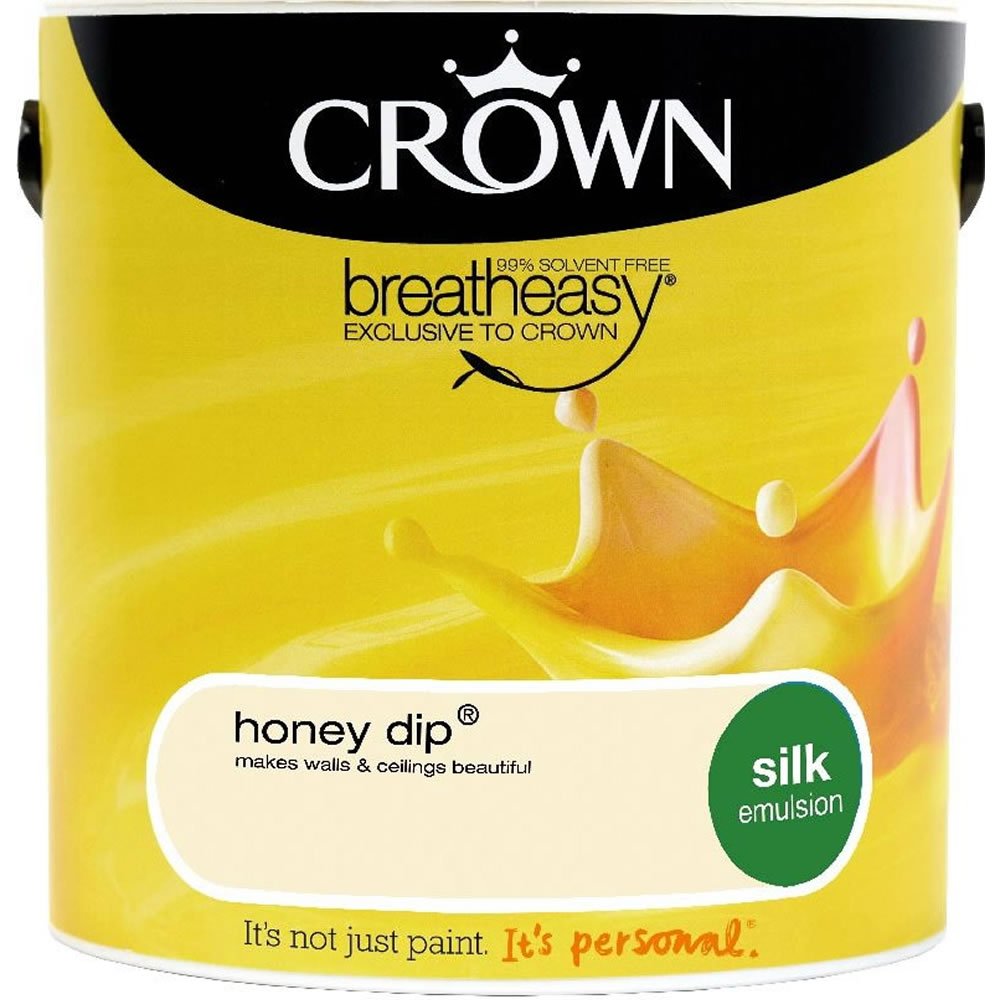 Crown Silk Emulsion Paint Honey Dip 2.5L Image 1