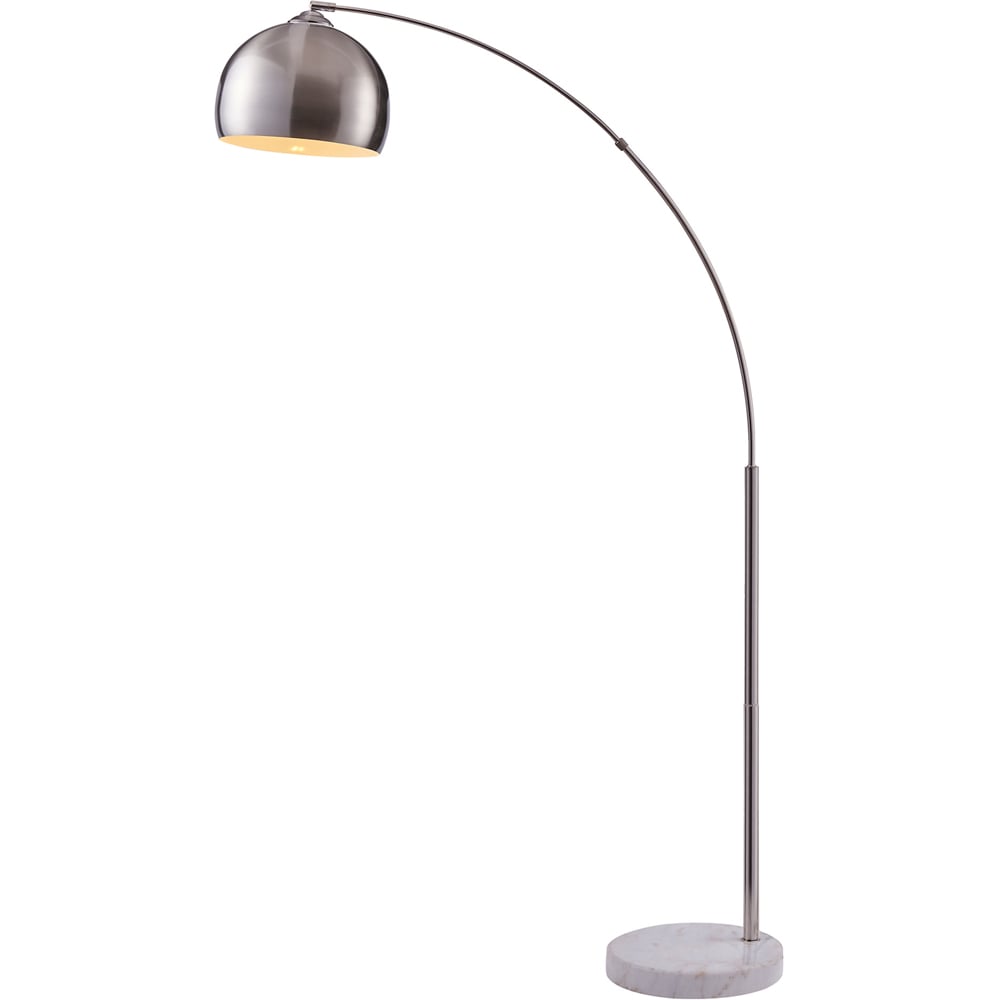 Teamson Home Arquer Arc Marble Base Nickle Finished Shade Floor Lamp Image 1