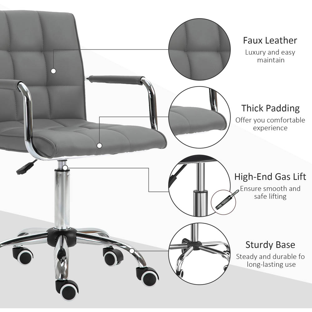 Portland Grey PU Leather Swivel Home Office Chair Image 5