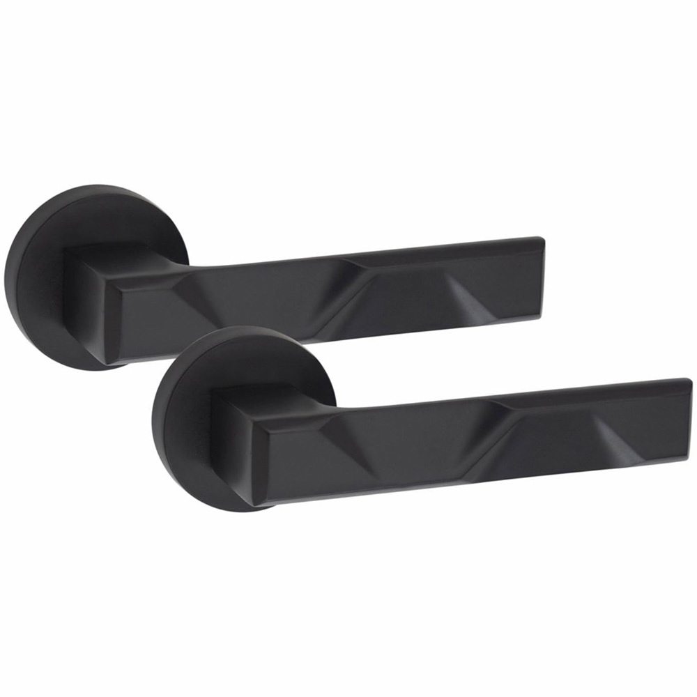 Golden Grace Matt Black Modern Nova Bathroom Door Handle Set Image 2