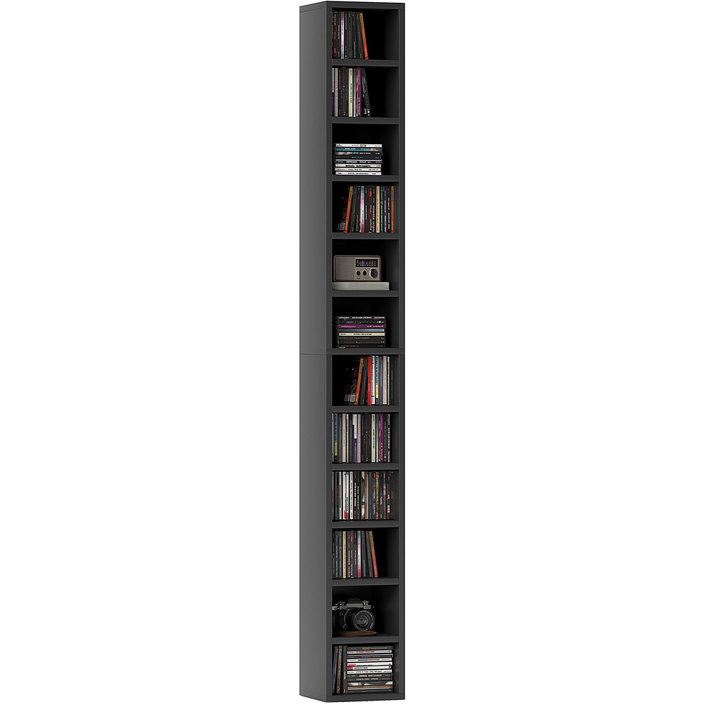 HOMCOM 204 CD Black Tall Bookshelf with Cubes Image 2