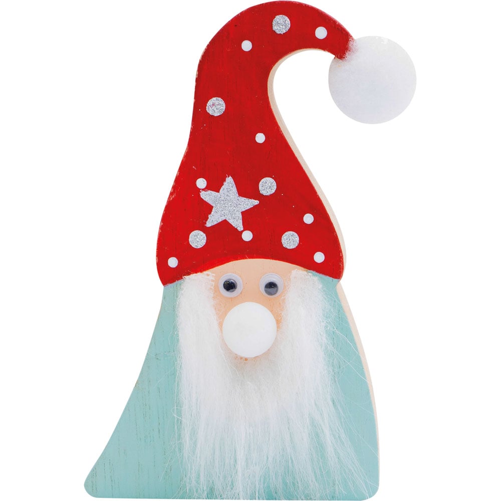 St Helens Light Up Nose Wooden Gonk Christmas Decoration 14cm Image 1