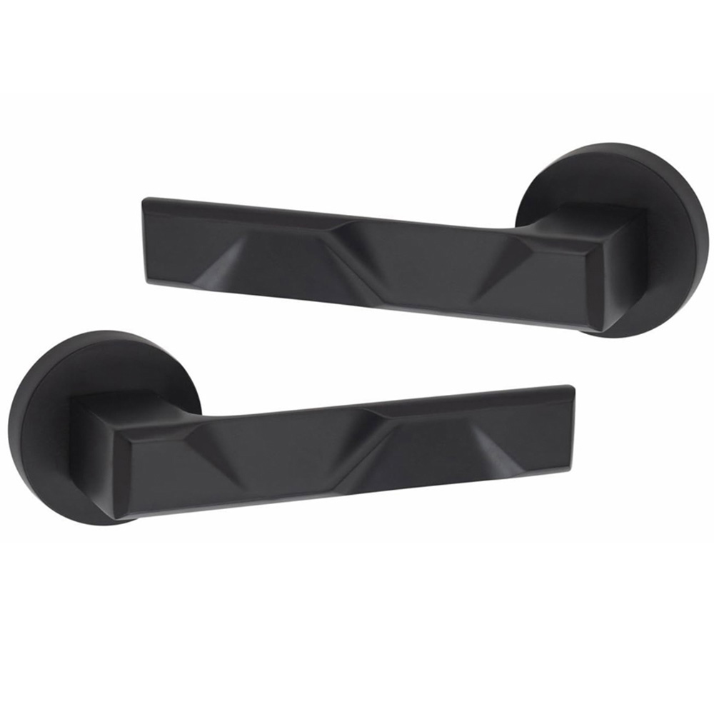 Golden Grace Matt Black Modern Nova Euro Lock Door Handle Set 70mm Image 3