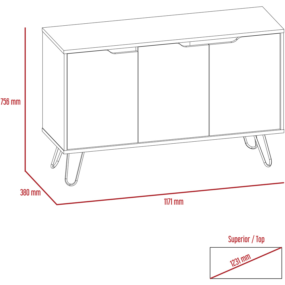 Core Products Manhattan 3 Doors Pine and Grey Medium Sideboard Image 5