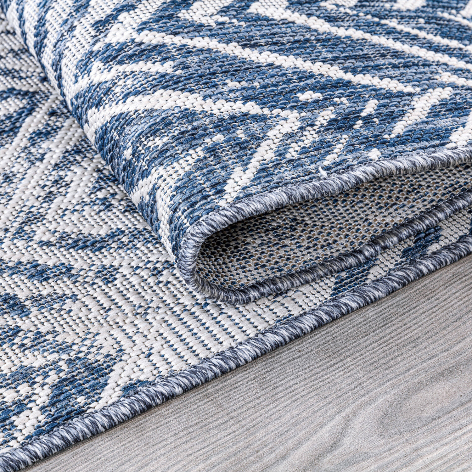 Florida Chevron Indoor and Outdoor Rug - Blue / 160cm Image 3