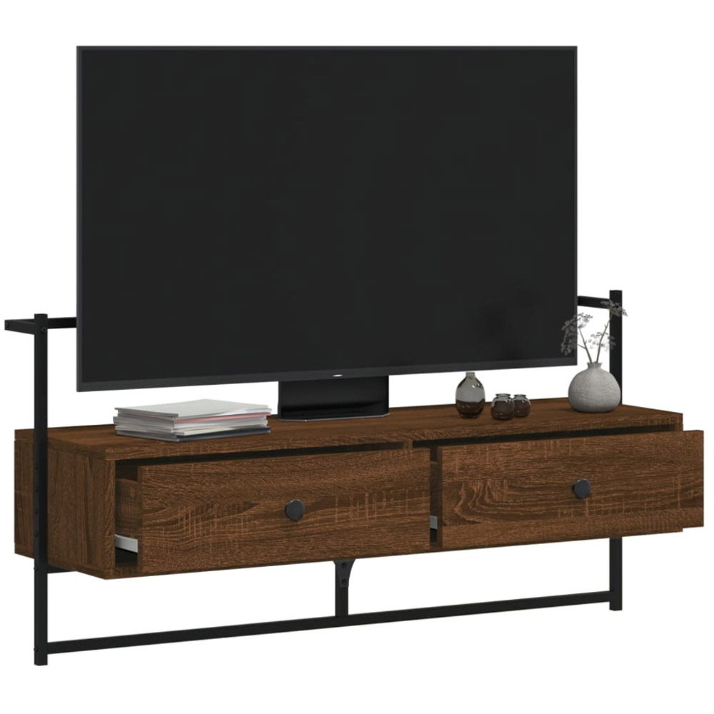 vidaXL 2 Drawer Brown Oak and Black TV Cabinet Image 3