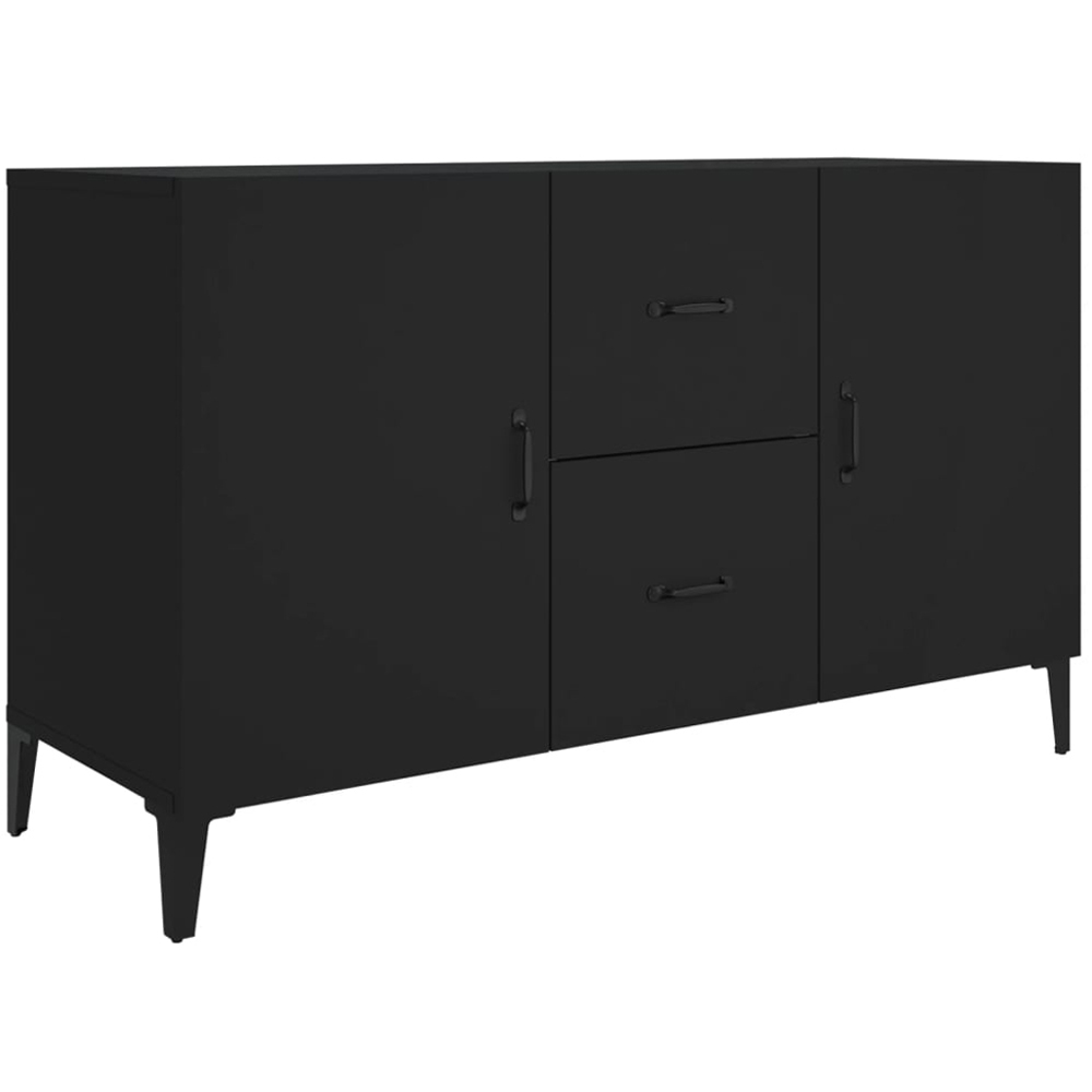 vidaXL 2 Door 2 Drawer Black Wooden Sideboard Image 2