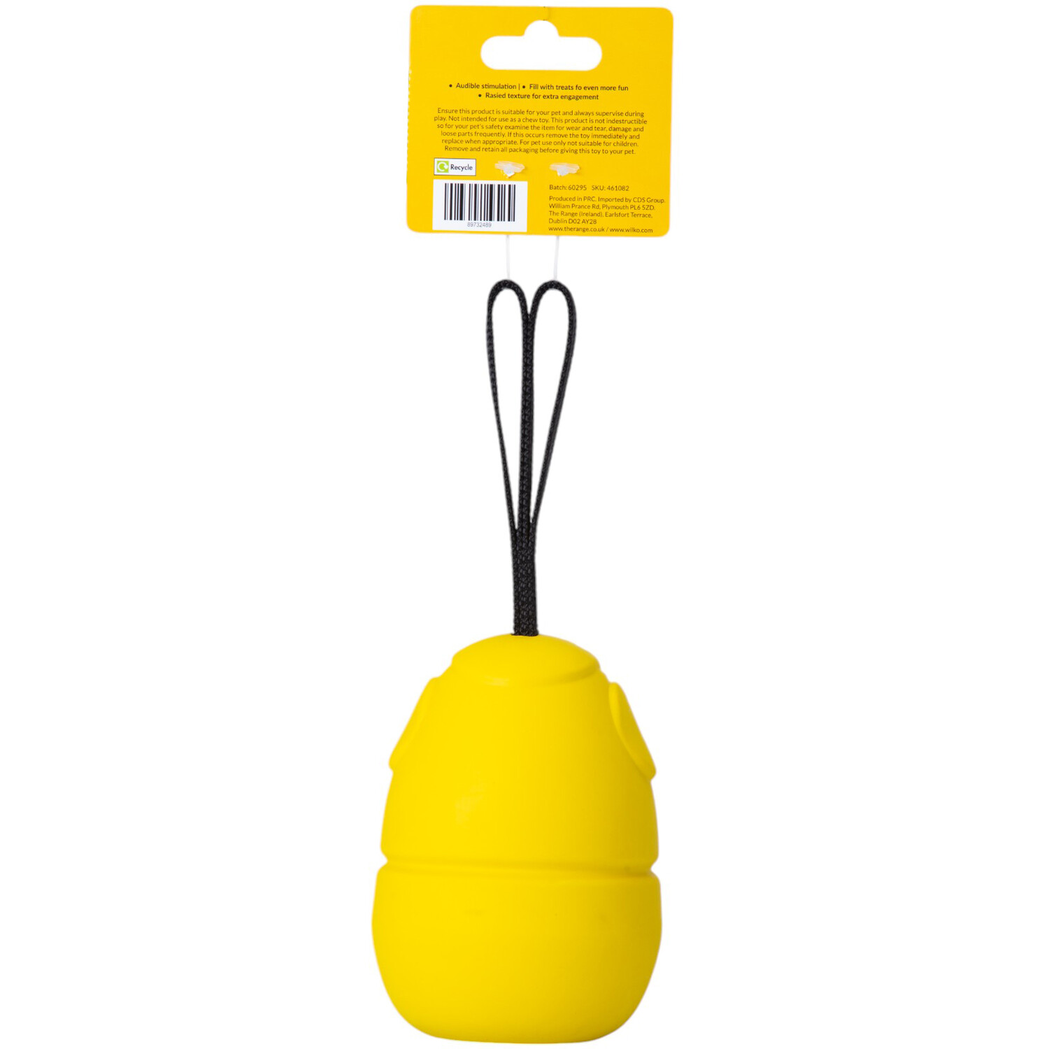 Rubber Treat Robot Dog Toy with Leash Yellow Image 3