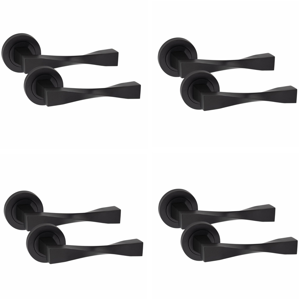 Golden Grace Matt Black Straight Astrid Twist Latch Handle Pair 52mm 4 Pack Image 1