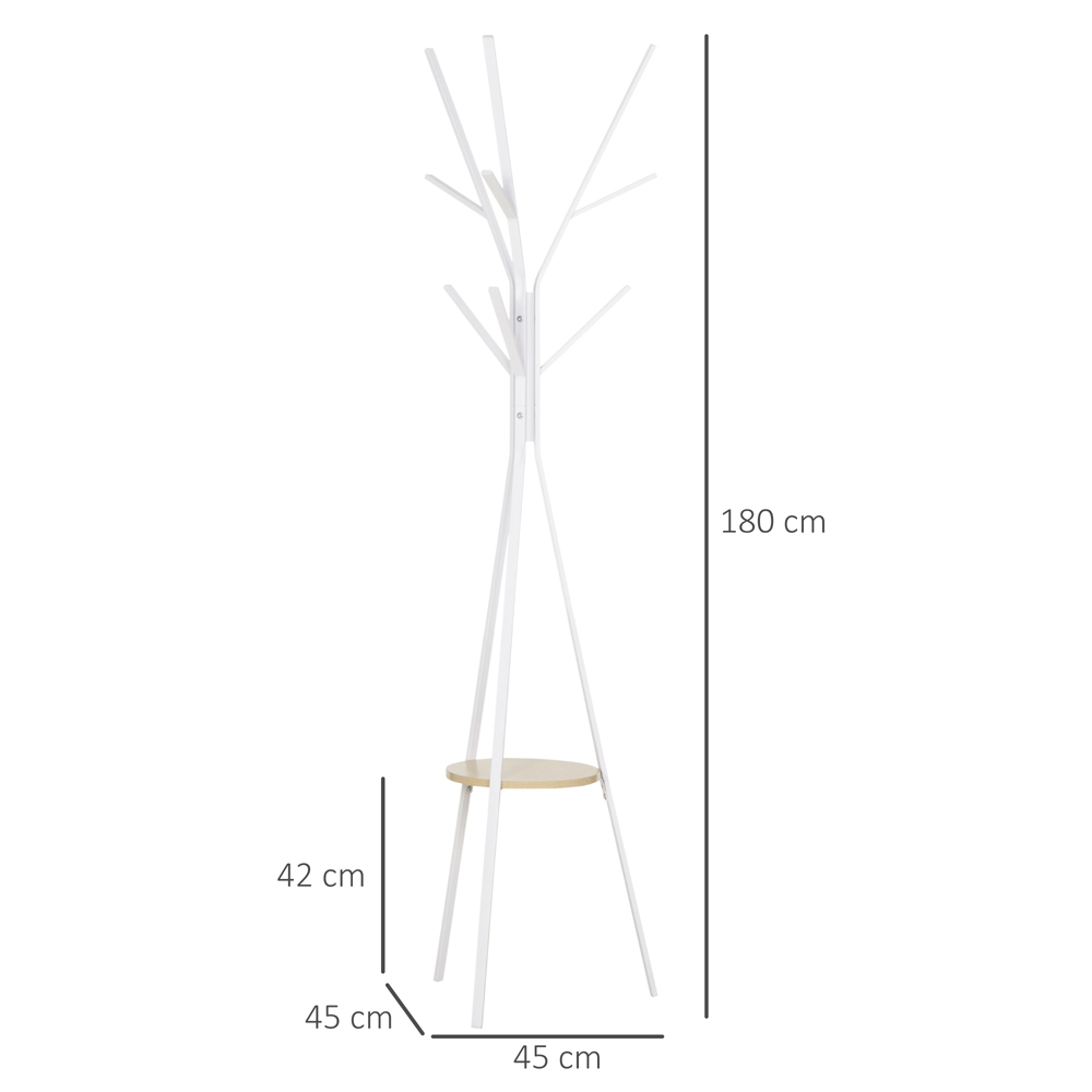HOMCOM White Free Standing Metal Coat and Hat Hanger 180cm Image 9