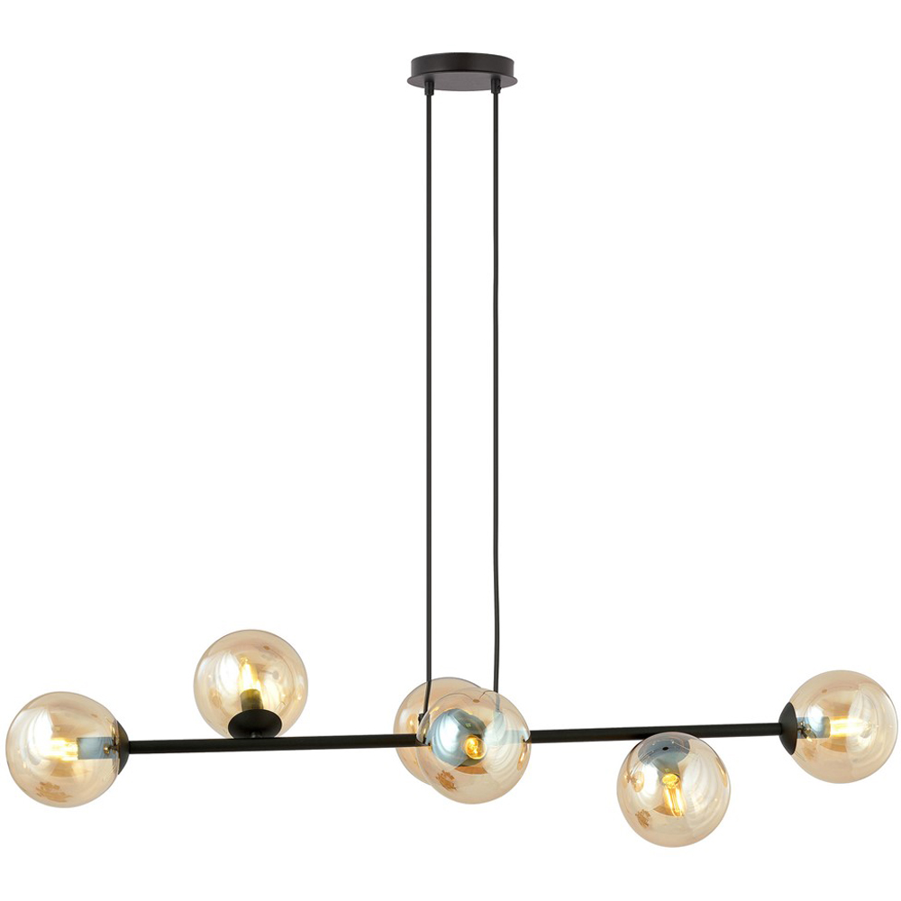 Emibig Rossi 6 Light Amber Shade Black E14 Ceiling Pendant Light Image 3