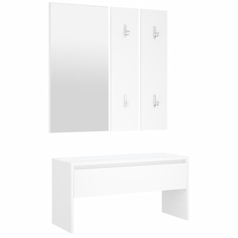 vidaXL White 3 Piece Hallway Furniture Set Image 2