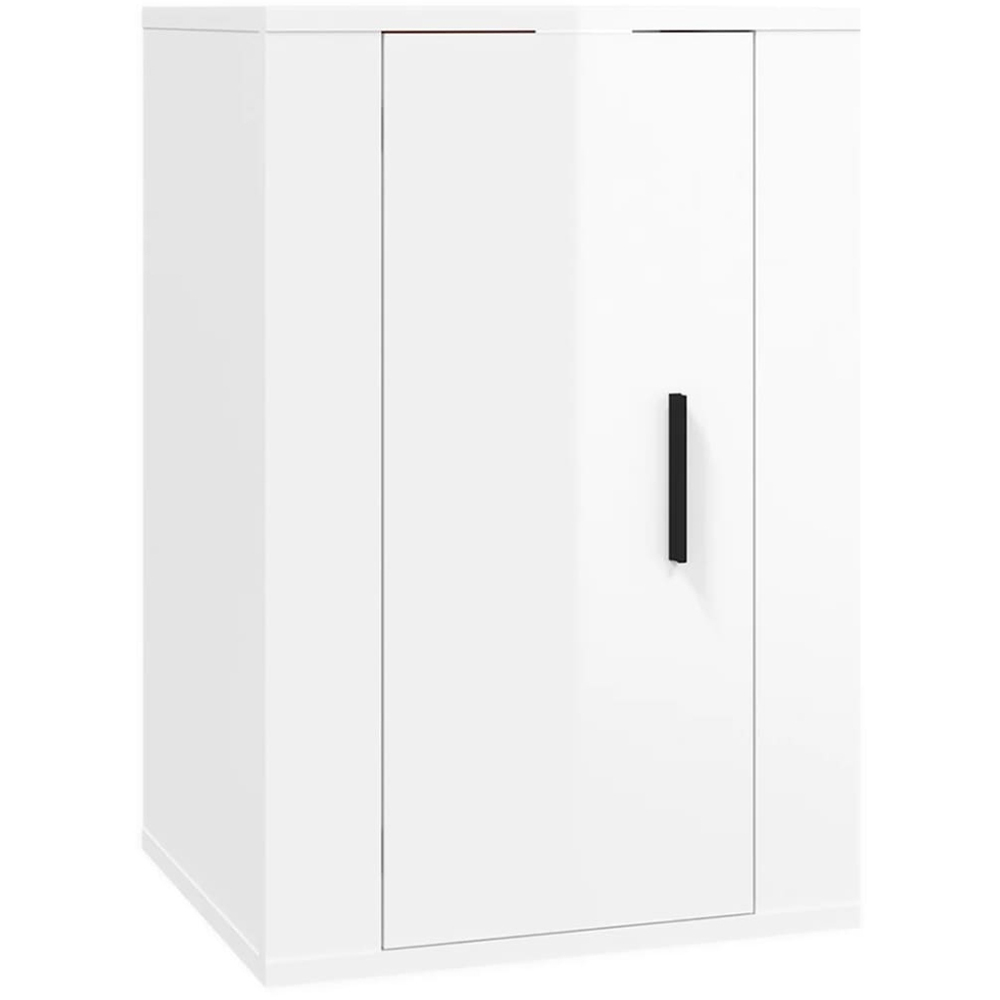 vidaXL Single Door High Gloss White Wall Mounted TV Cabinet Image 2