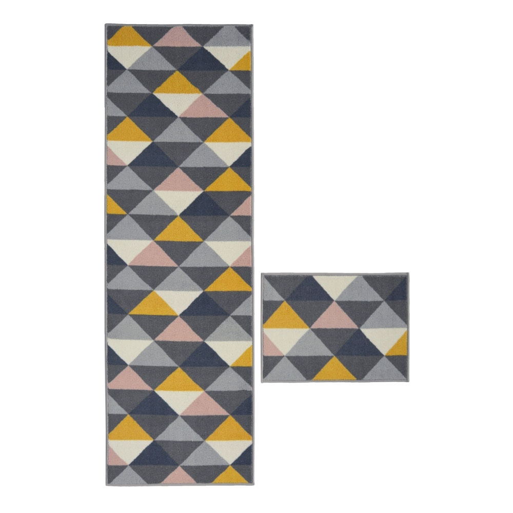 Homemaker Multicolour Geometric Runner and Door Mat Set Image 1