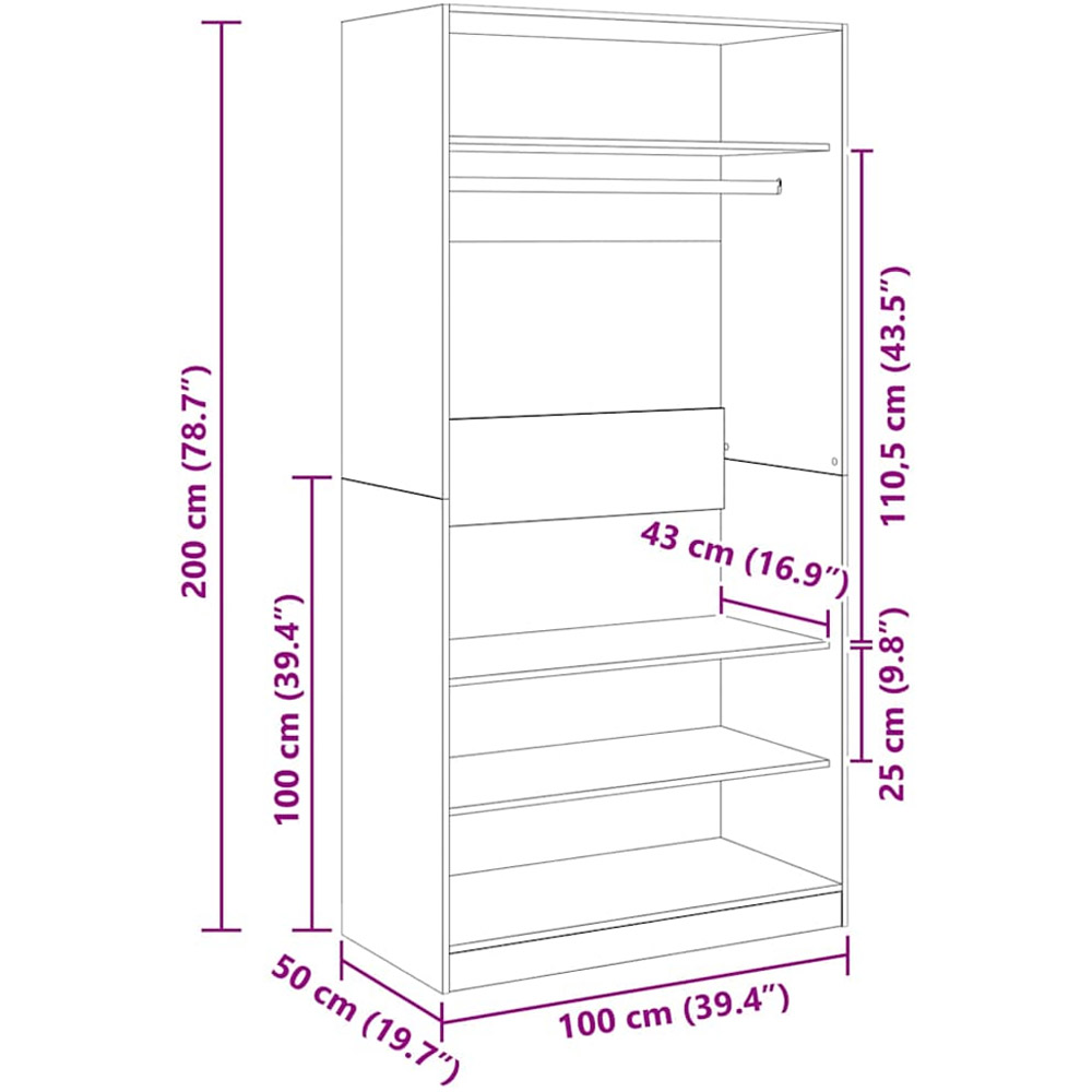 vidaXL 4 Shelf Grey Engineered Wood Open Wardrobe Image 9