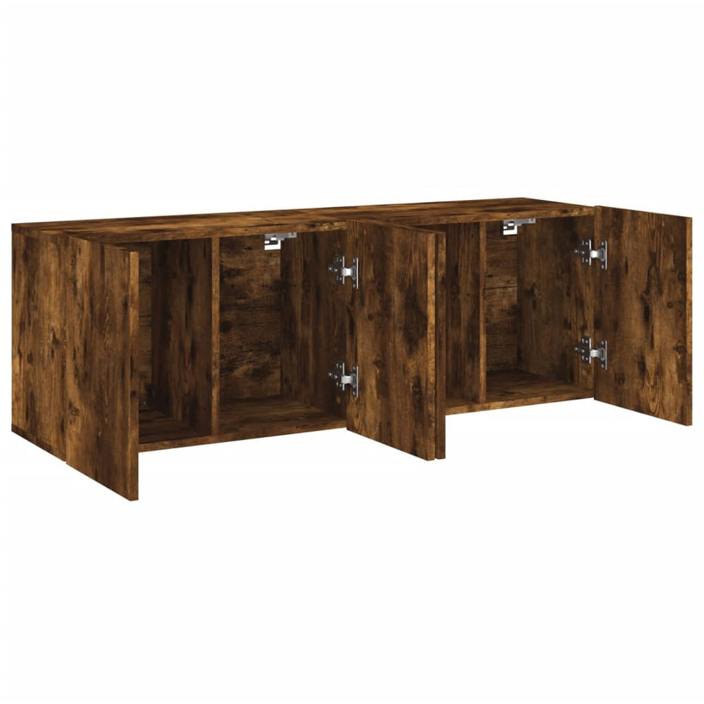 vidaXL 4 Door Smoked Oak Wall Mounted TV Cabinet Image 6