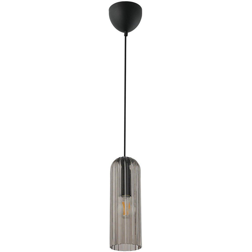 Nordlux Miella E27 Smoked Fluted Glass Pendant Light Image 1