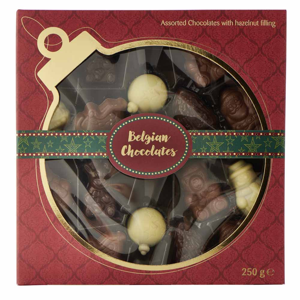 Wilko Belgian Chocolate Hazelnut Christmas Figures 250g Image 1