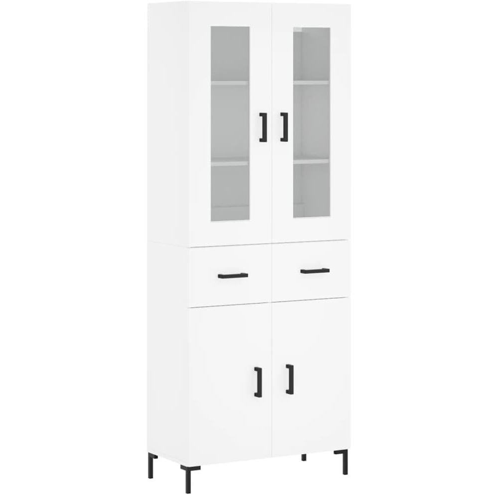 vidaXL 4 Door 2 Drawer White Highboard with Metal Legs Image 2