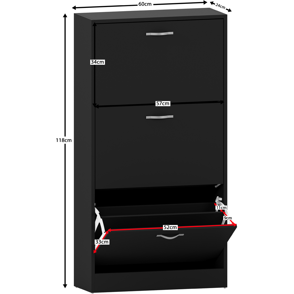 VIDA DESIGNS Black 3-Drawer Shoe Cabinet Rack Image 9