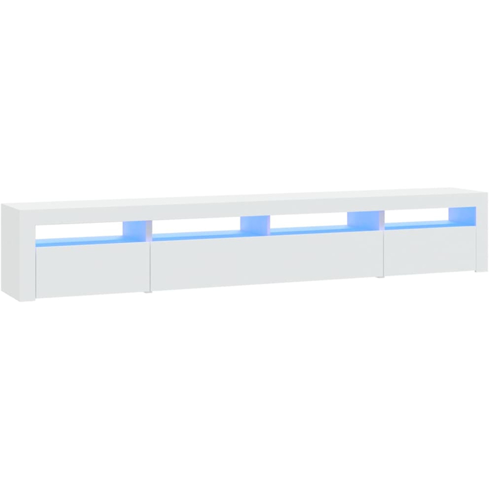 vidaXL 3 Door 4 Shelf White Wooden TV Cabinet with LED 3 Piece Image 2