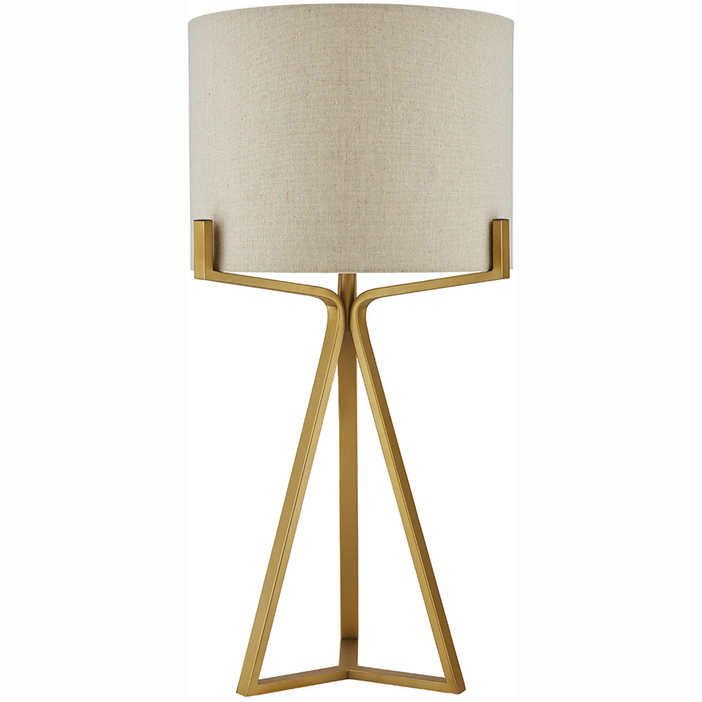 The Lighting and Interiors Clifford Brushed Gold Base Table Lamp Image 1