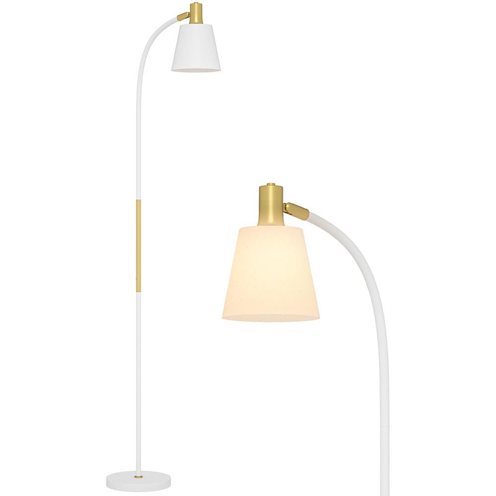 Portland White Adjustable Spotlight Reading Floor Lamp Image 3