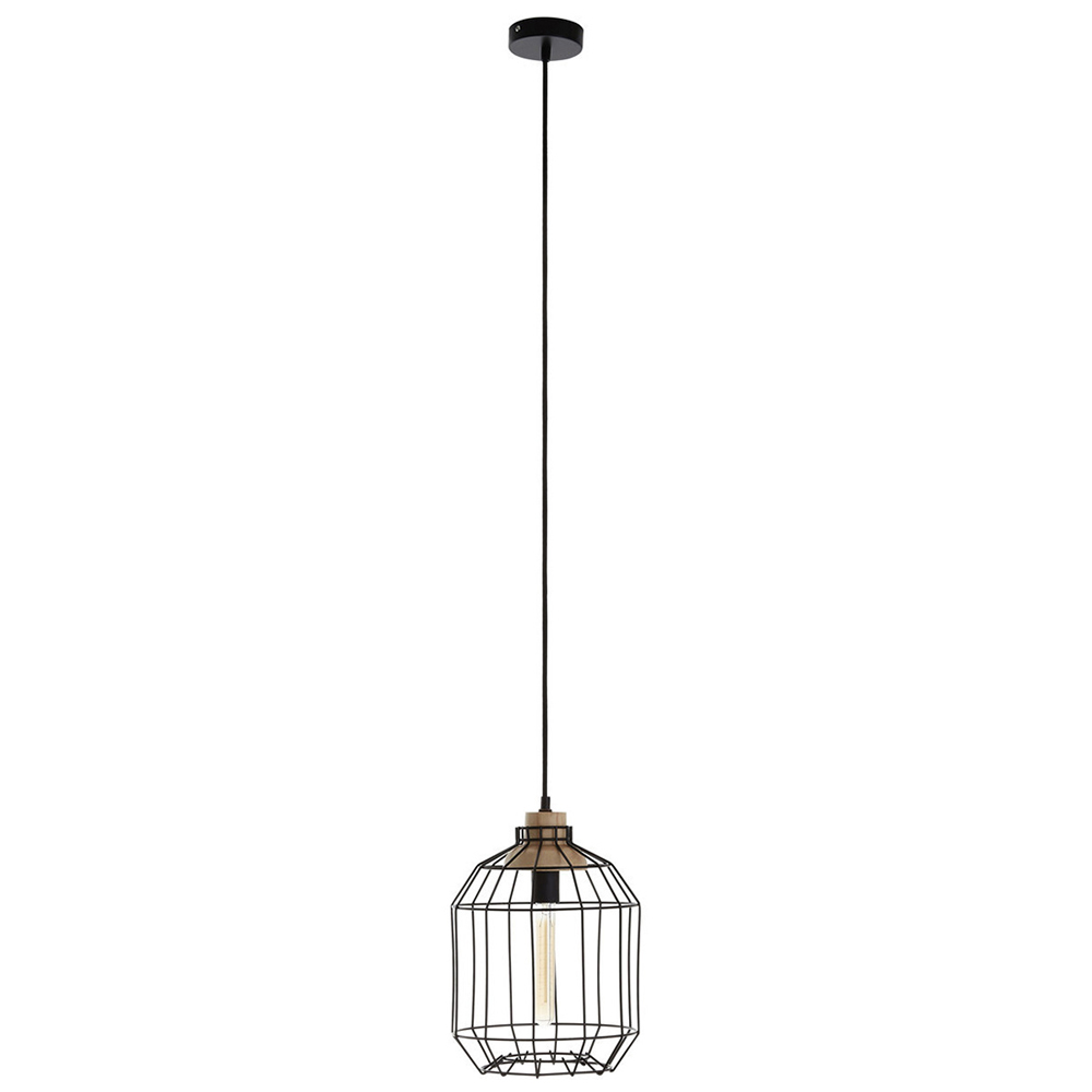 Premier Housewares Black Metal Wire Pendant Light Image 3