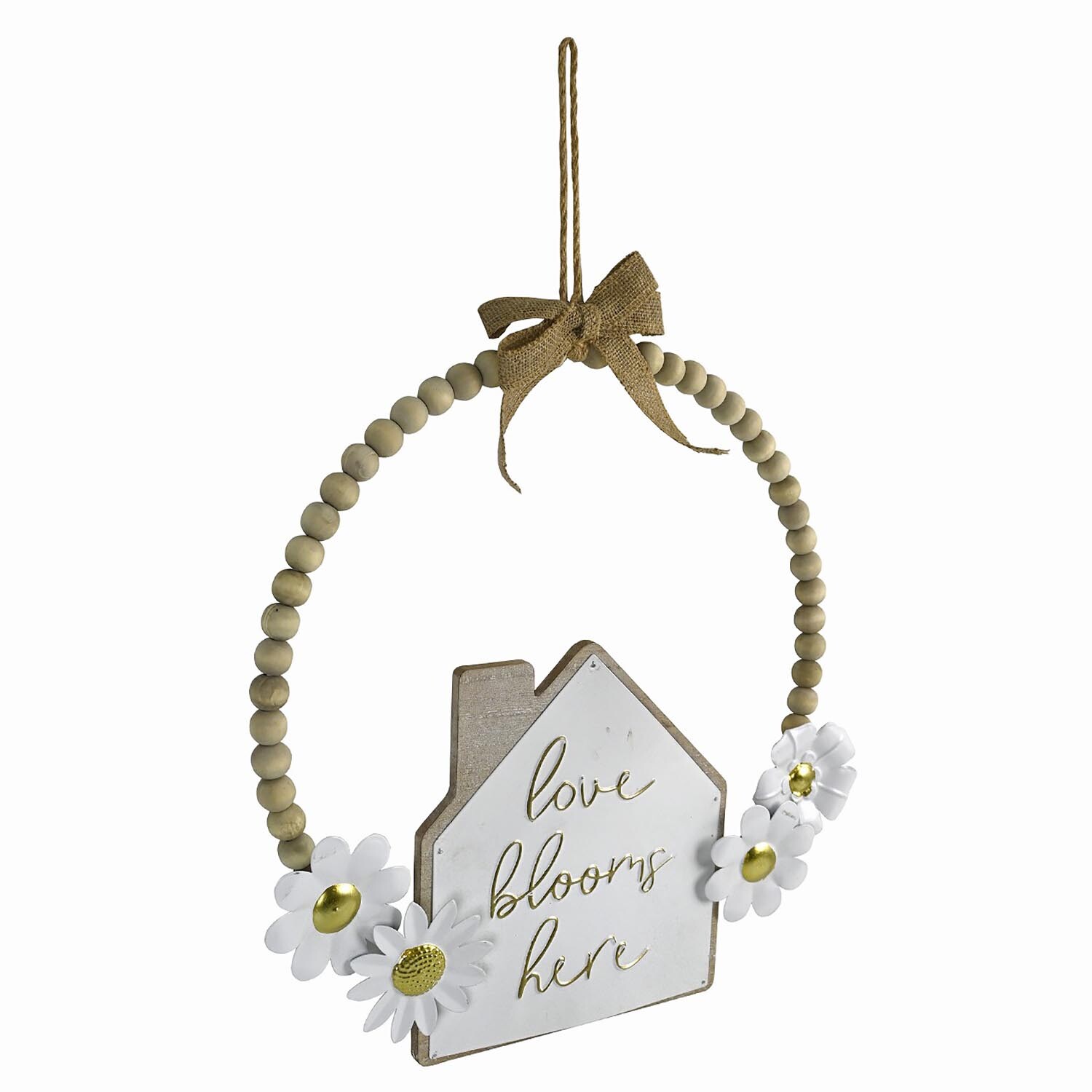 Love Blooms Here Beaded Sign - White Image 2