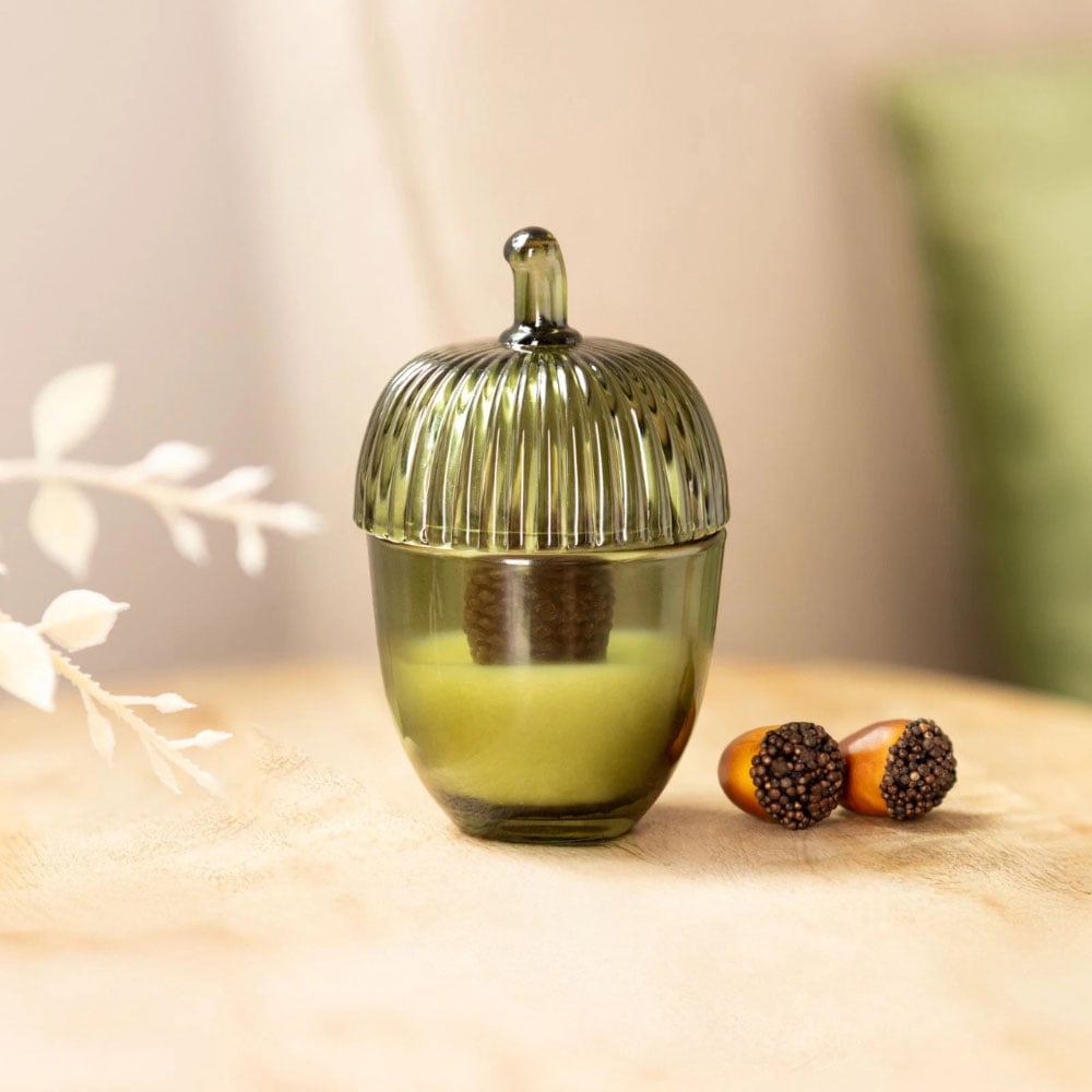 Garden Mile Green Acorn Decorative Candle Image 2