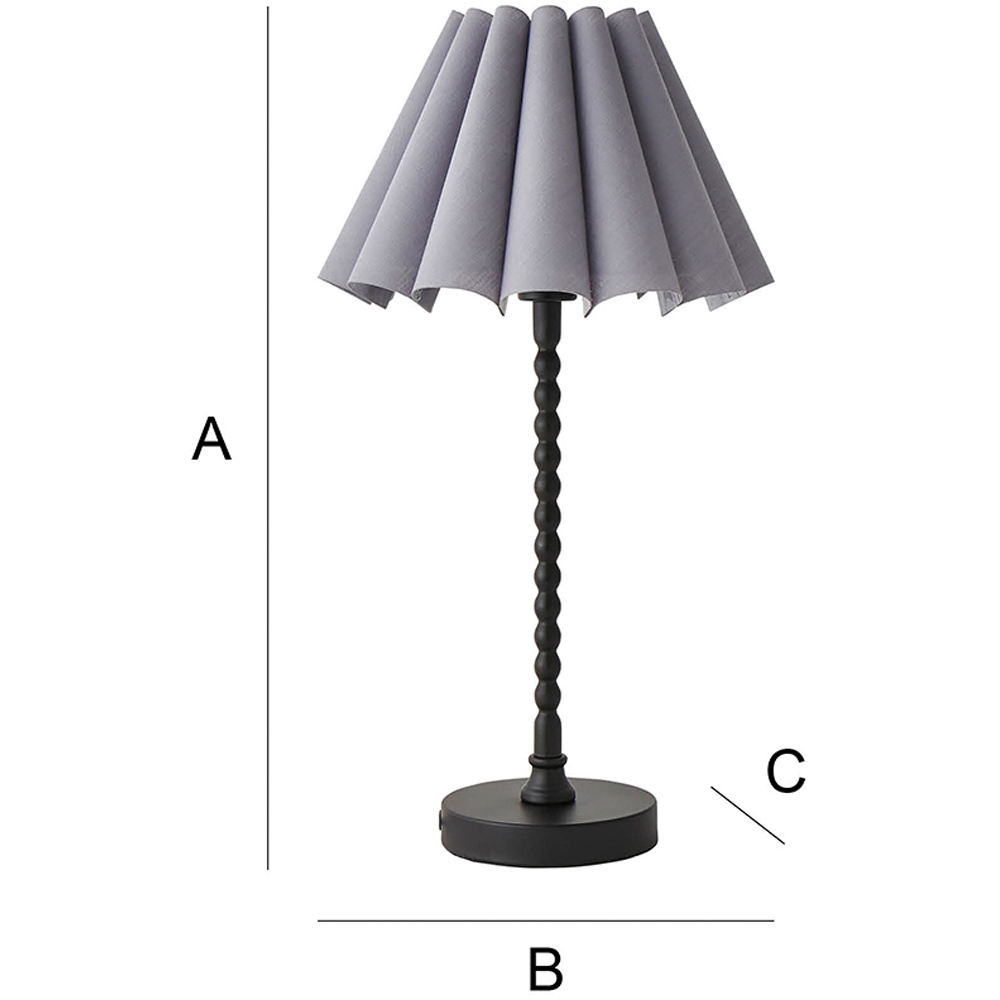 ValueLights Maeve Grey and Black Scallop Pleated Tapered Shade Bobbin Bobble Table Lamp and Bulb Image 7