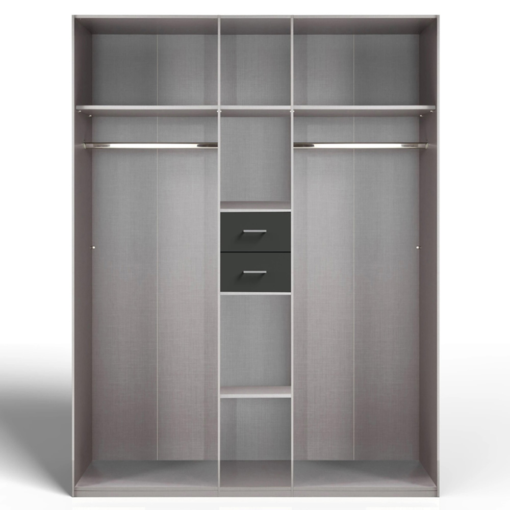 TJ'S Bristol 5 Door 2 Drawer Oak and Graphite Mirrored Wardrobe Image 3