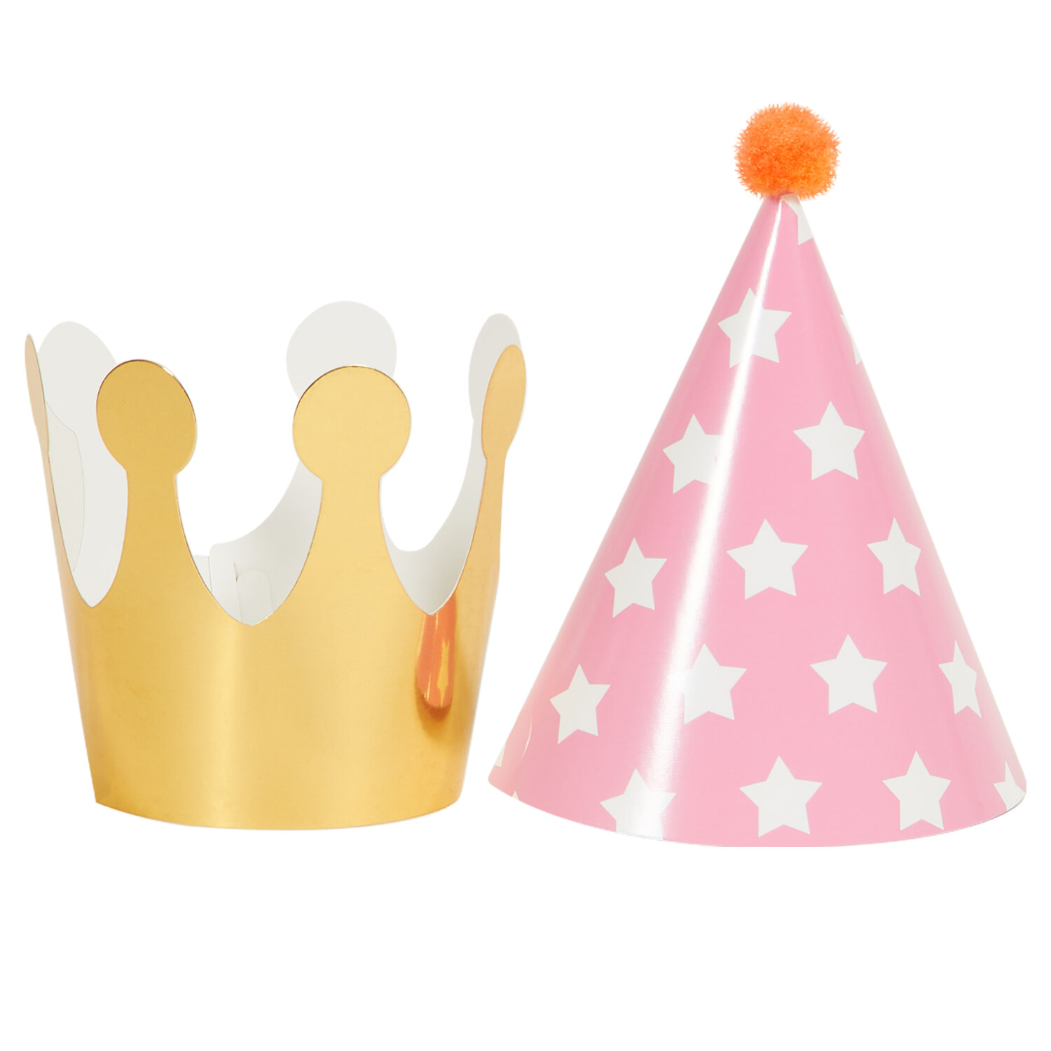 Pack of 8 Pastel Party Paper Hats and Crowns - Multicolour Image 1