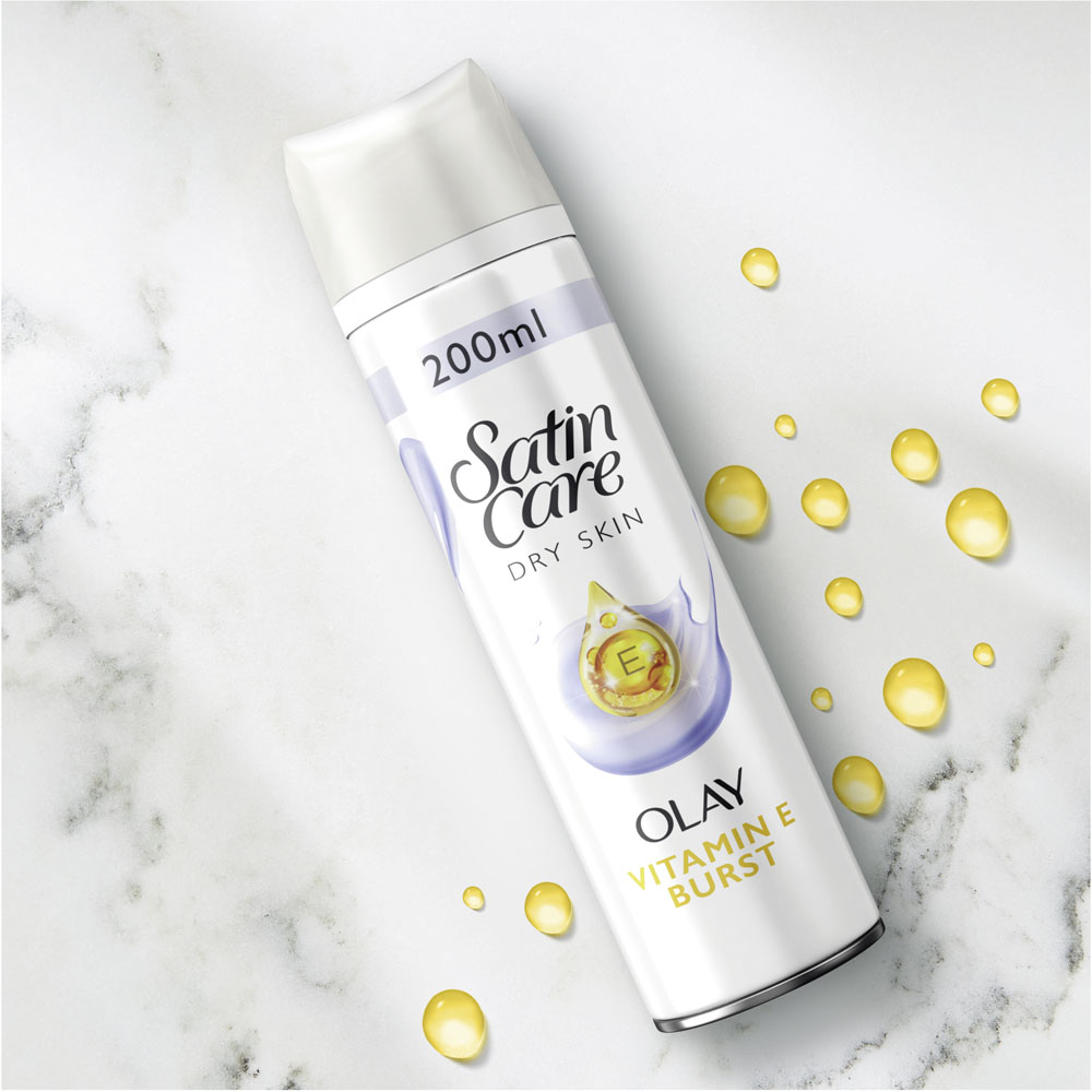 Gillette Satin Care with Olay Shaving Gel Dry Skin Vitamin E Burst 200ml Image 3