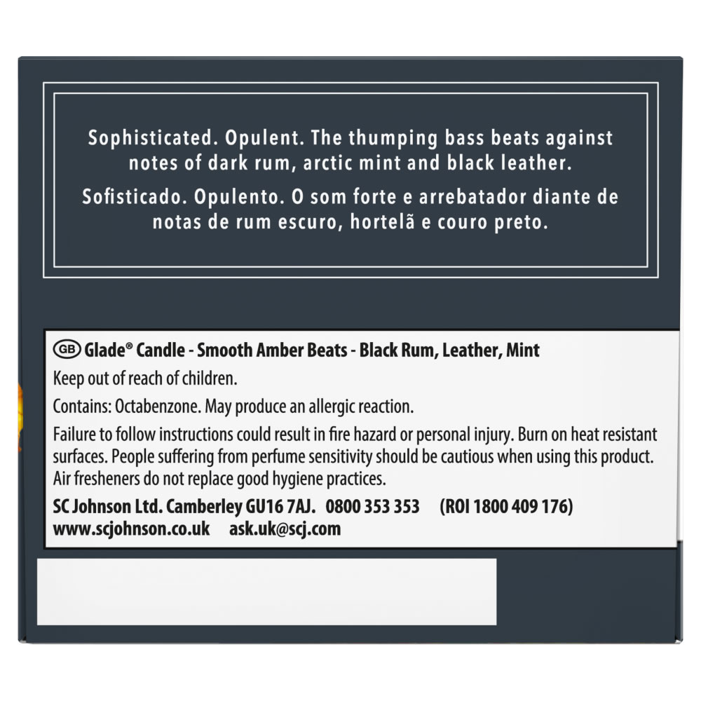 Glade Smooth Amber Beats Candle 120g Wilko