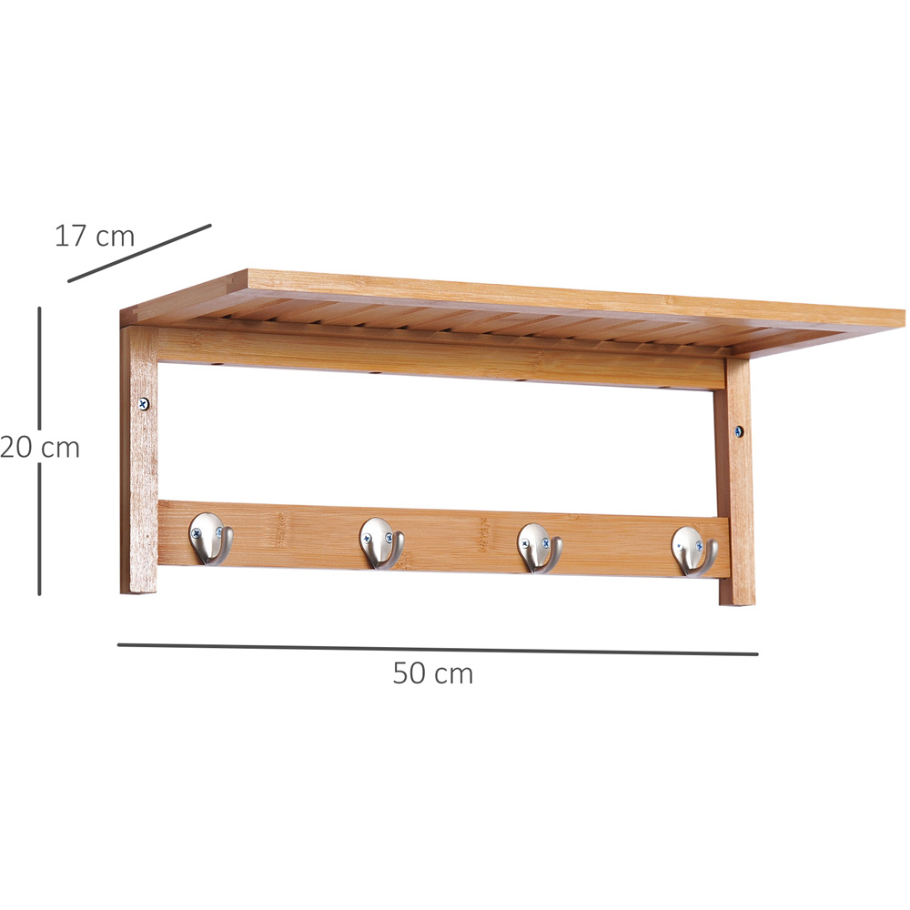 Portland 50cm Floating Storage Shelf with 4 Hooks Image 8