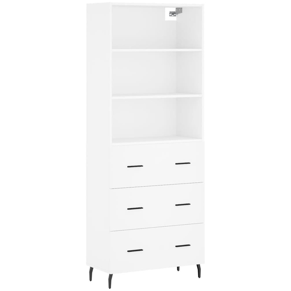 vidaXL 3 Drawer 3 Shelf White Tall Highboard Image 2