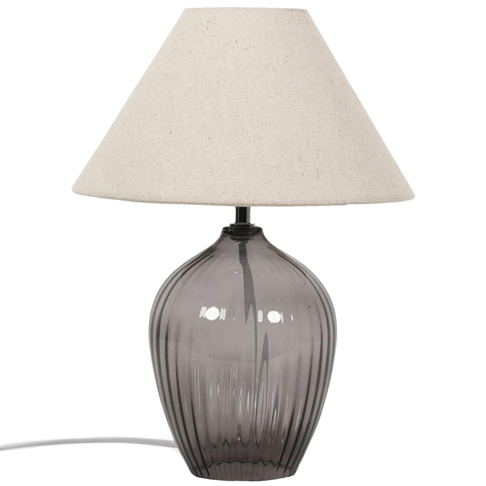 ValueLights Olivet Grey and Natural Taper Shade Glass LED Table Lamp Image 1