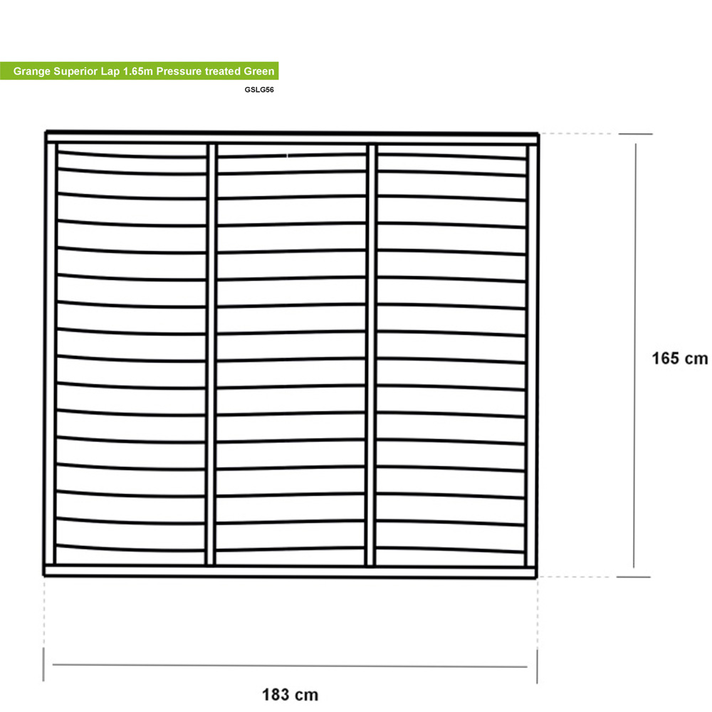 Shire Grange Superior Lap 5.4 x 6ft Pressure Treated Green Vertical Fence Panel Image 3