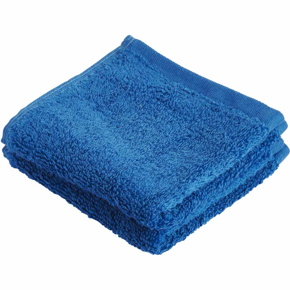 Wilko Supersoft Deep Blue Face Cloth 2pk Image 1