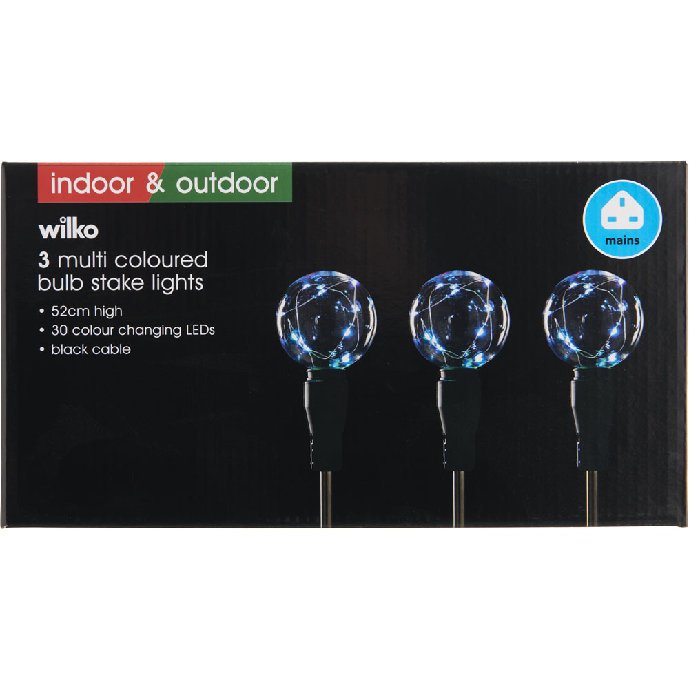 Wilko Set of 3 Multicoloured Bulb Stake Lights Image 5