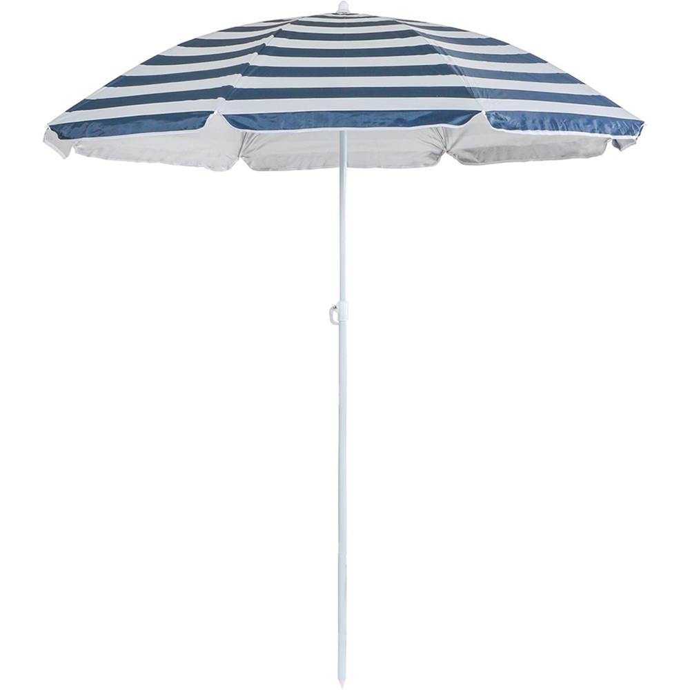 Harbour Housewares Blue Stripe Metal Beach Parasol 1.74 x 1.93m Image 1
